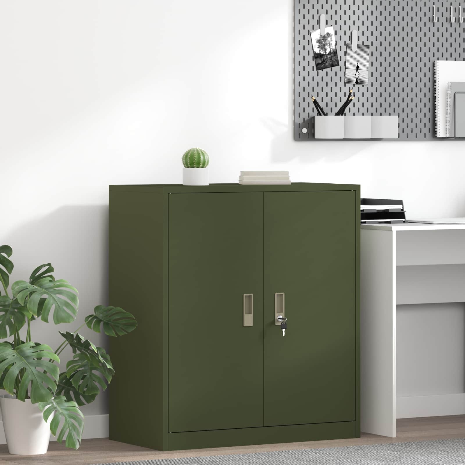 vidaXL Opbergkast Olijf Groen 80 x 40 x 90 cm Koudgewalst Staal