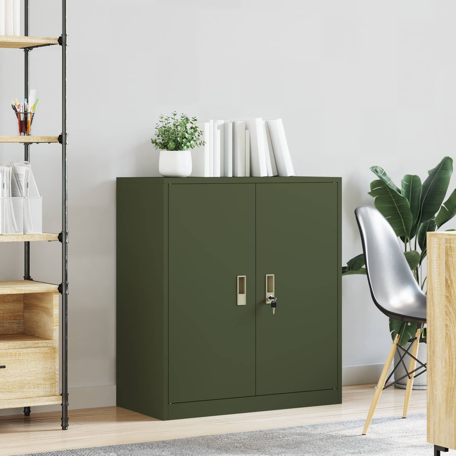 vidaXL Opbergkast Olijf Groen 80 x 40 x 90 cm Koudgewalst Staal