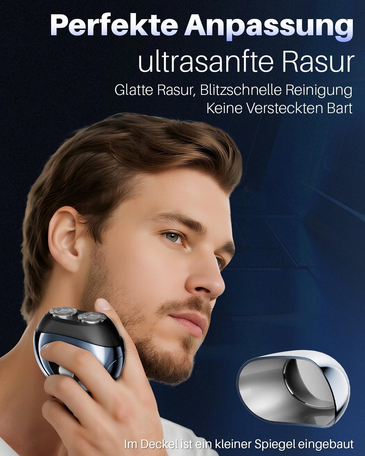 Elektrisch Roterend Scheerapparaat Heren - Mini Reisscheerapparaat met LED-display, Waterdicht, Reisbeveiliging, Dubbele Ring, 7000 rpm, 150 min Accu