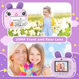 CAMCLID çocuk kamerası, 3 rulo, termal kağıt ve 32G SD kart, dijital kamera ve video kamerası, 6,4 cm (2,4 inç) ekranlı, fotoğraf kamerası, anında fotoğraf makinesi, kız ve erkek çocuklar için hediye