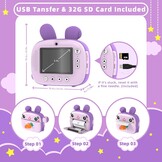 CAMCLID çocuk kamerası, 3 rulo, termal kağıt ve 32G SD kart, dijital kamera ve video kamerası, 6,4 cm (2,4 inç) ekranlı, fotoğraf kamerası, anında fotoğraf makinesi, kız ve erkek çocuklar için hediye