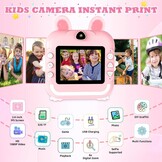 CATGIFF Instant camera voor kinderen, HD, instant camera voor kinderen, met kaart van 32 GB, kleurrijke pennen en printpapier, cadeaus voor jongens en meisjes, 3 tot 12 jaar, roze