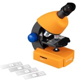 Bresser Junior Microscope Set with Accessories and Transport Case | Lighting, Dimmable LED, 5 preparations and 7 slides, Artemia grow kit, Battery operated, Hard case