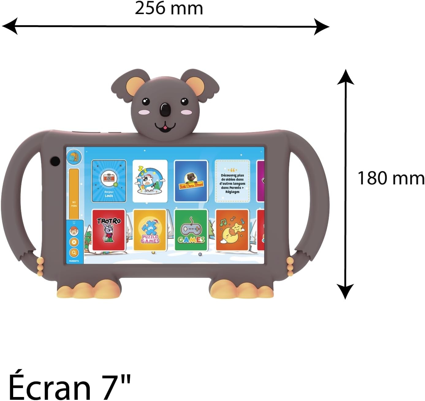 Logicom - Leertablet met touchscreen voor kinderen - LOGIKIDS 7-7" scherm - Kinderen van 3 tot 8 jaar - Batterij 3000 mAh - Android 13-2 GB RAM - Zwart