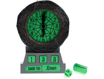 Paladone Nightmare Before Christmas Countdown Alarm Clock - Officially Licensed Disney Merchandise, Glow in The Dark Festive Decoration for Halloween and Christmas, Creepy Home Decoration
