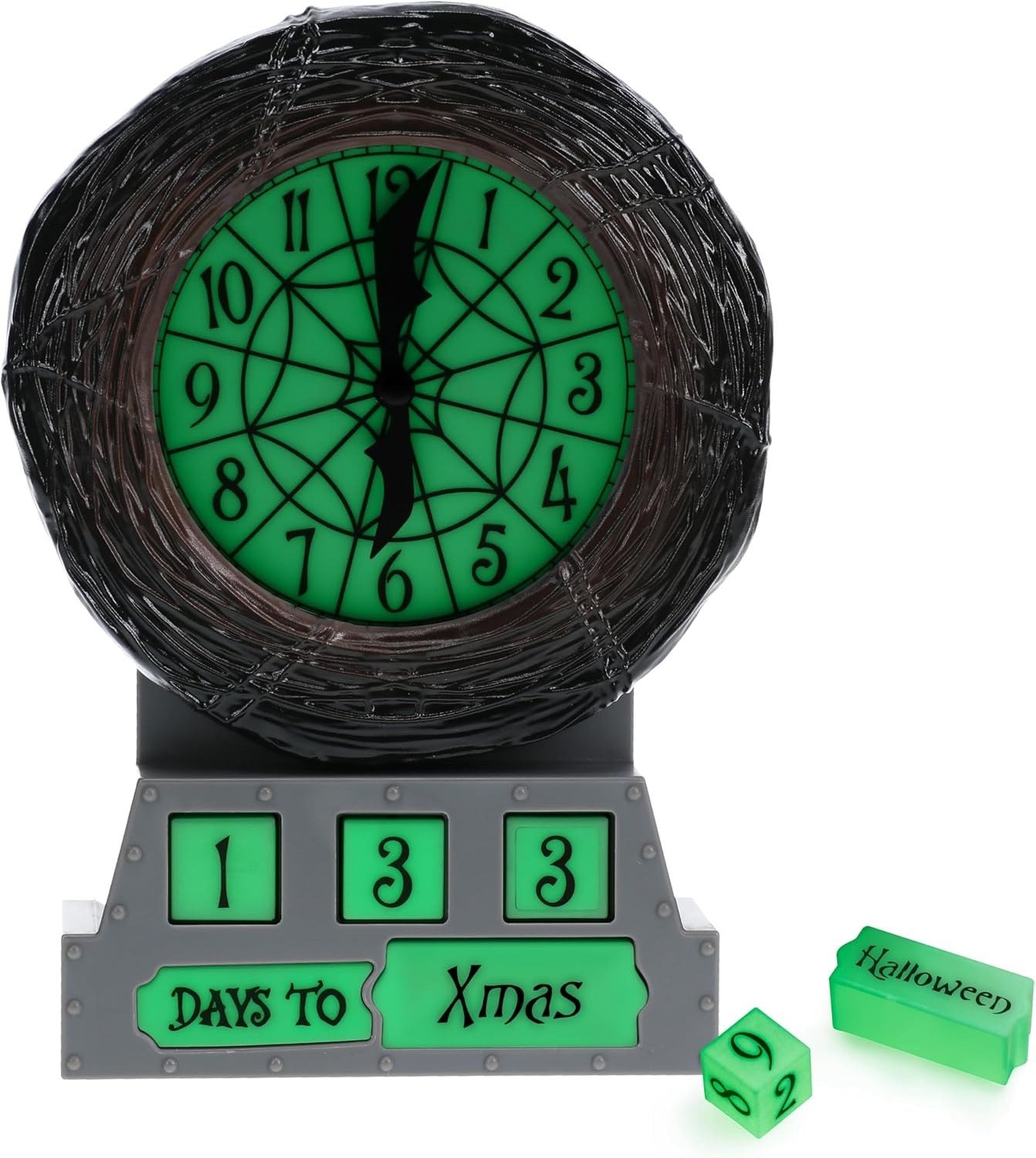 Paladone Nightmare Before Christmas Countdown Alarm Clock - Officially Licensed Disney Merchandise, Glow in The Dark Festive Decoration for Halloween and Christmas, Creepy Home Decoration