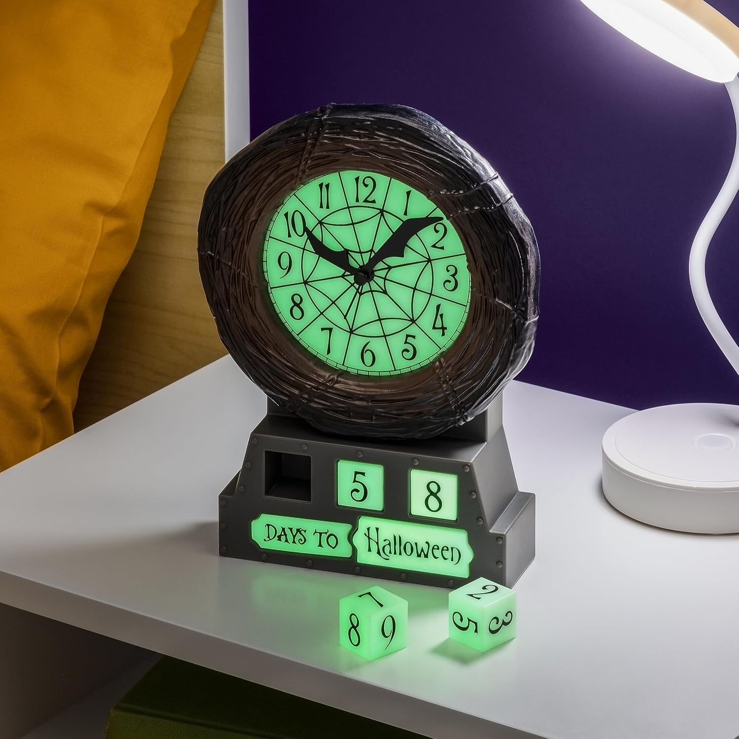 Paladone Nightmare Before Christmas Countdown Alarm Clock - Officially Licensed Disney Merchandise, Glow in The Dark Festive Decoration for Halloween and Christmas, Creepy Home Decoration
