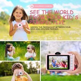 Kinderfotocamera - Camera voor Kinderen met Groot Display van 3,5 Inch, 1080P HD 12 MP, geïntegreerde SD-kaart, 32 GB, USB Oplaadbaar, Digitale Camera, Meisjes, Jongens, Verjaardag, Kerstmis, Geschenk