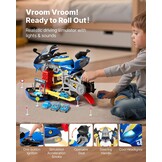 VEVOR Motorspeelgoed, 25 stuks, motormechaniek met afneembare onderdelen, lichten en geluiden, simulatie van rijden en racebanen, voor kinderen vanaf 3 jaar, blauw