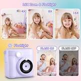 GREENKINDER Kids Instant Print Camera, 2.4'' HD Kids Digital Camera with 32GB Card & 3 Rolls Print Paper, Birthday Toys Gifts for Boys & Girls Age 3-12