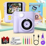 GREENKINDER Kids Instant Print Camera, 2.4'' HD Kids Digital Camera with 32GB Card & 3 Rolls Print Paper, Birthday Toys Gifts for Boys & Girls Age 3-12