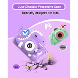 Dinosaur Kids Camera, Toddler Digital Camera for Ages 3-12 Boys Girls Childrens, Christmas Birthday Gifts, Selfie 1080P HD Video Camera for 3 4 5 6 7 8 9 Years Old Boys Girls Toys Purple