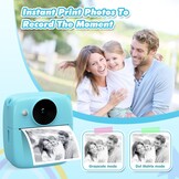 ‌CalineGam Kindercamera Direct Printen, 48MP Digitale Videocamera met 32GB Kaart & Fotopapier, 2.0" Scherm Direct Afdrukken (Ideaal Kerst- en Verjaardagscadeau) voor Jongens Meisjes 3-12 Jaar (Blauw)