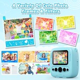 ‌CalineGam Kindercamera Direct Printen, 48MP Digitale Videocamera met 32GB Kaart & Fotopapier, 2.0" Scherm Direct Afdrukken (Ideaal Kerst- en Verjaardagscadeau) voor Jongens Meisjes 3-12 Jaar (Blauw)