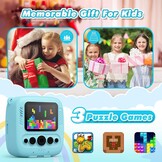 ‌CalineGam Kindercamera Direct Printen, 48MP Digitale Videocamera met 32GB Kaart & Fotopapier, 2.0" Scherm Direct Afdrukken (Ideaal Kerst- en Verjaardagscadeau) voor Jongens Meisjes 3-12 Jaar (Blauw)