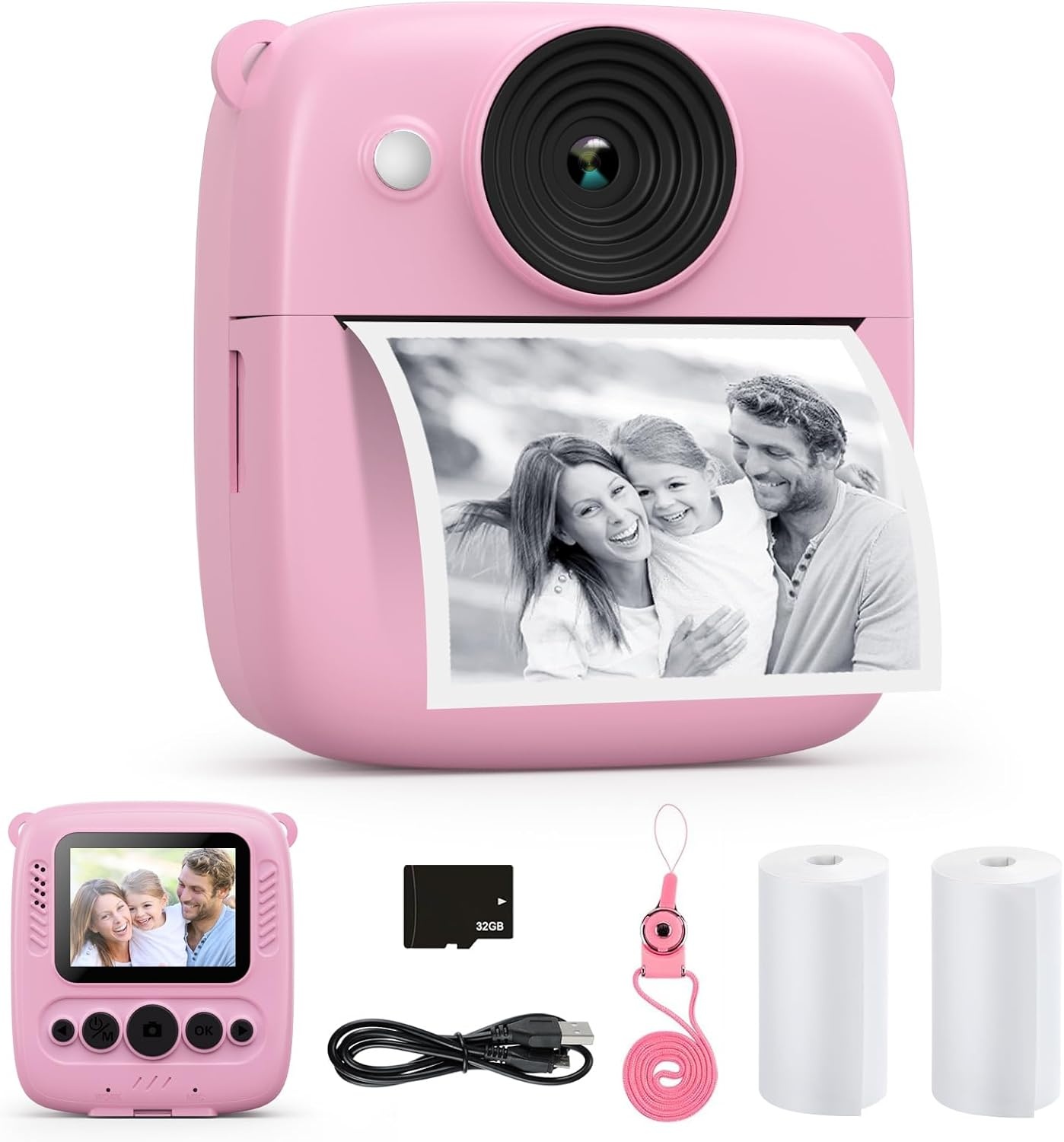 ‌CalineGam Kindercamera Direct Printen, 48MP Digitale Videocamera met 32GB Kaart & Fotopapier, 2.0" Scherm Direct Afdrukken (Ideaal Kerst- en Verjaardagscadeau) voor Jongens Meisjes 3-12 Jaar (Blauw)