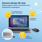 VTech Genio leerlaptop XL - leercomputer met groot 7" LCD-scherm met internettoegang, tekstprogramma en veel leerinhoud - voor kinderen van 5-12 jaar, grijs