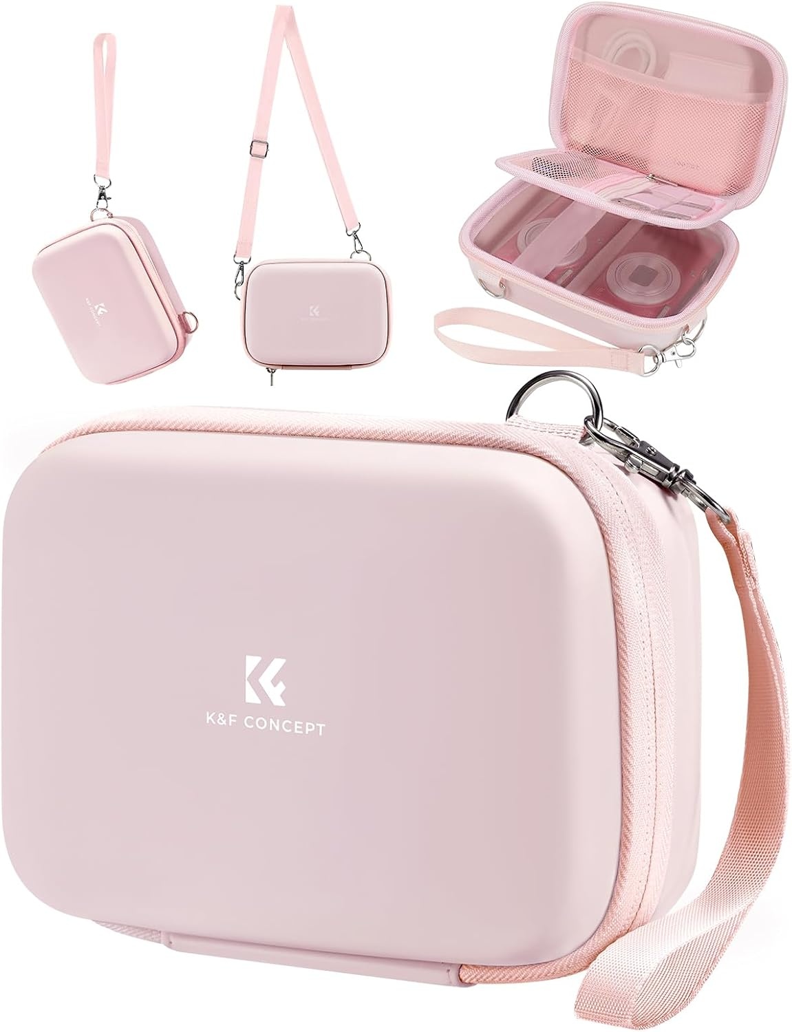 K&F CONCEPT Digitale cameratas, waterdichte en beschermende kleine cameratas, lichtgewicht cameratas met 2 draagmanieren (roze)