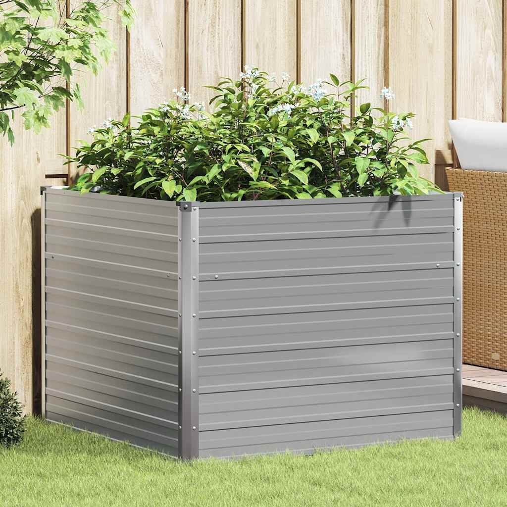 vidaXL Plantenbak verhoogd 100x100x77 cm gegalvaniseerd staal grijs