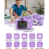 Dinosaur Kids Camera, Toddler Digital Camera for Ages 3-12 Boys Girls Childrens, Christmas Birthday Gifts, Selfie 1080P HD Video Camera for 3 4 5 6 7 8 9 Years Old Boys Girls Toys Purple