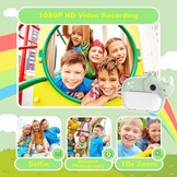 CAMCLID Instant camera voor kinderen, 2,4 inch (6,1 cm), instant printen, kinderen met 32 GB kaart en accessoires, 1080p HD digitale camera, cadeau voor kinderen (groen)