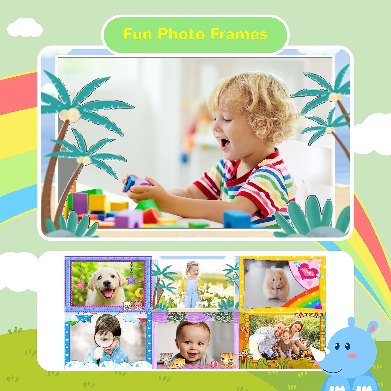 CAMCLID Instant camera voor kinderen, 2,4 inch (6,1 cm), instant printen, kinderen met 32 GB kaart en accessoires, 1080p HD digitale camera, cadeau voor kinderen (groen)