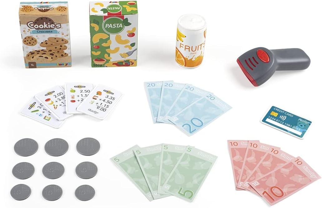 Smoby - Elektronische supermarktkassa XL - Speelkassa met rekenmachinefunctie - Licht- en geluid - Talrijke accessoires - Vanaf 3 jaar