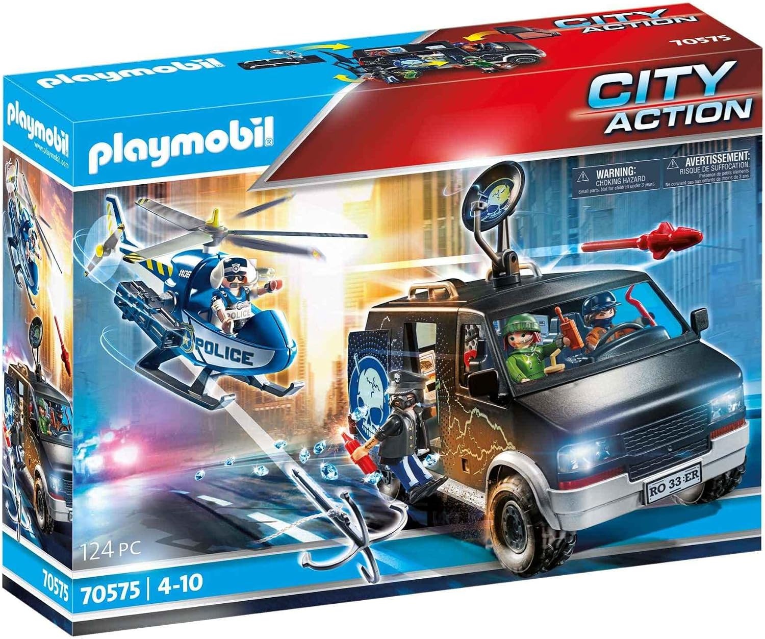 Playmobil CiTy Action politiehelikopter: vervolging van het vluchtvoertuig - 70575,veelkleurig
