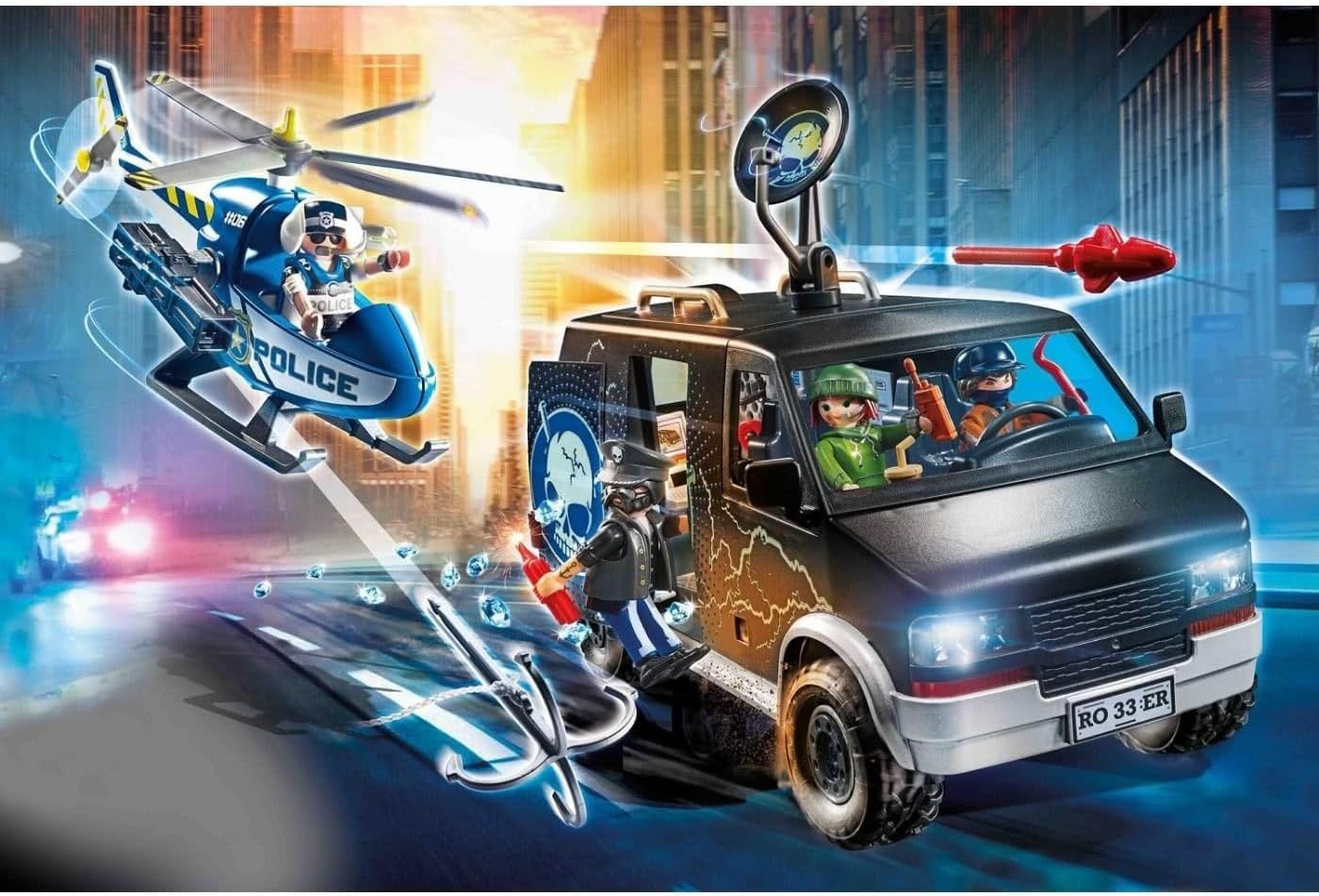 Playmobil CiTy Action politiehelikopter: vervolging van het vluchtvoertuig - 70575,veelkleurig