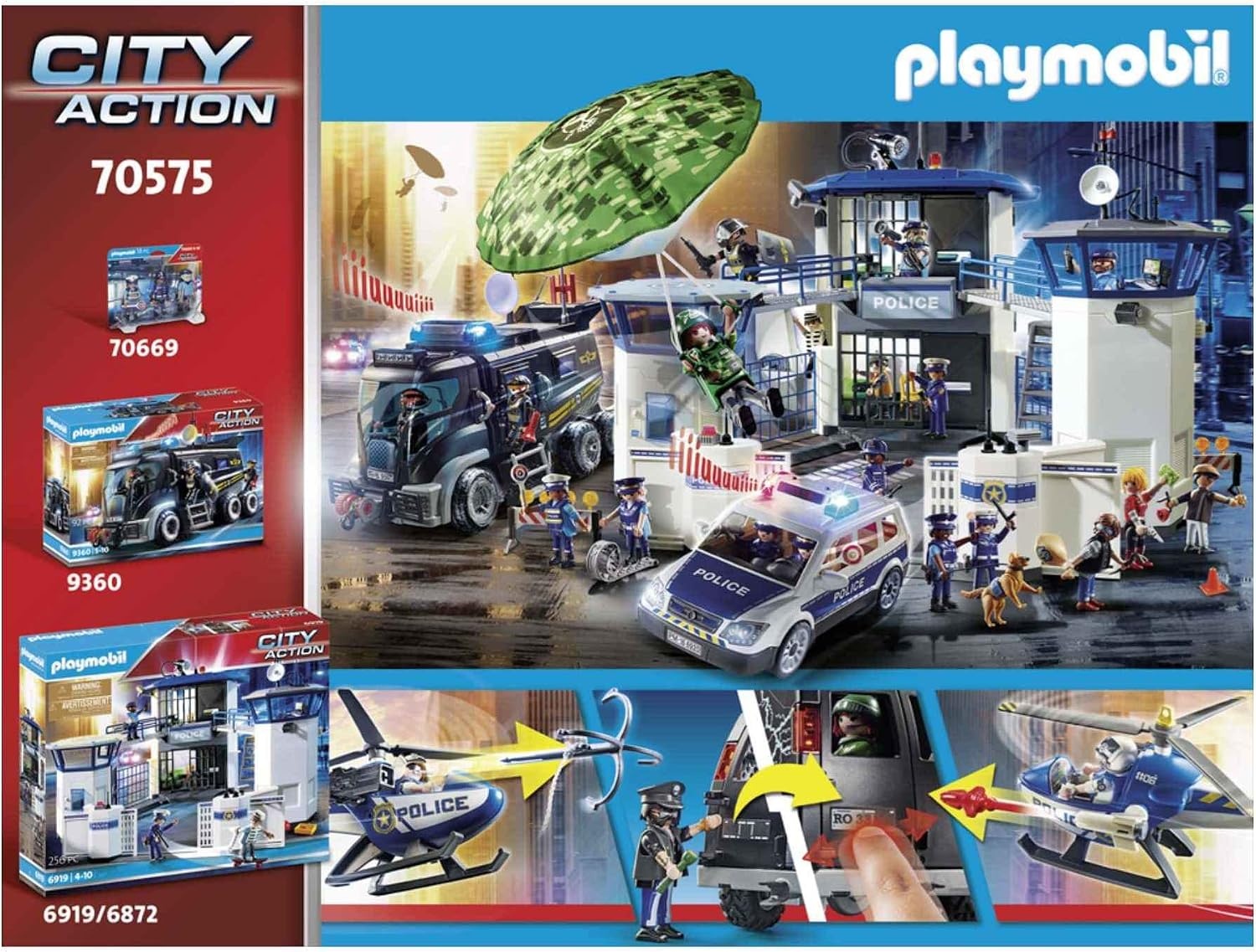 Playmobil CiTy Action politiehelikopter: vervolging van het vluchtvoertuig - 70575,veelkleurig
