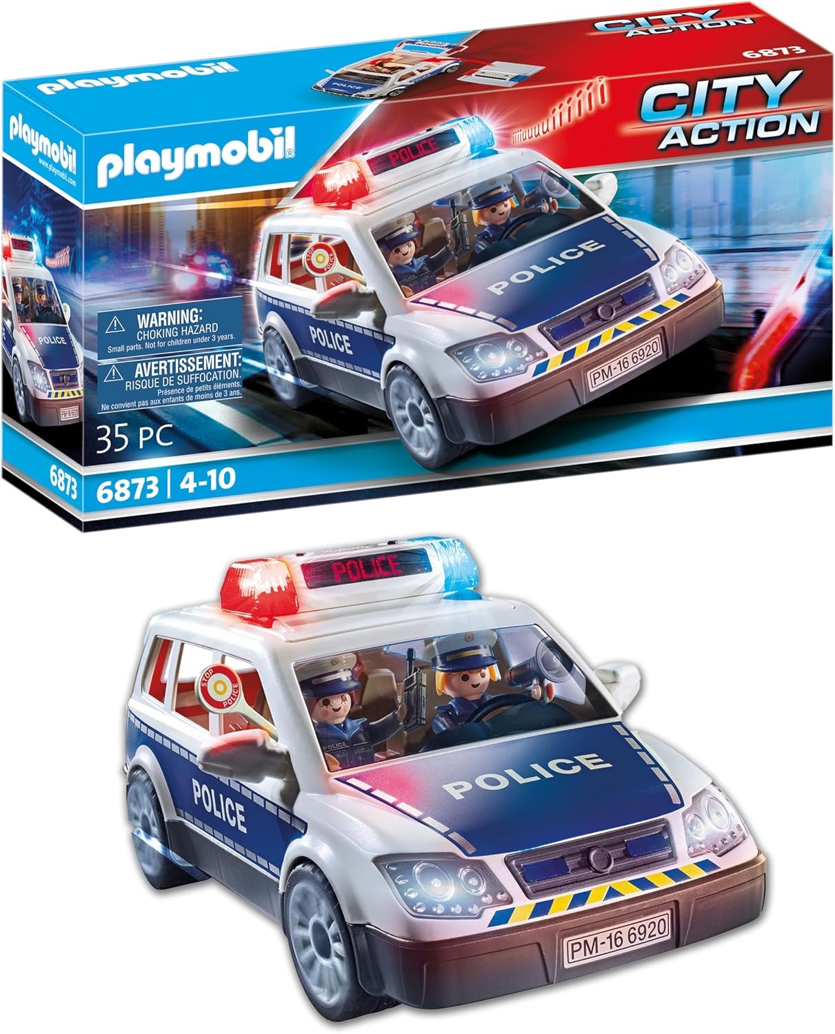 Playmobil City Action 6873 Politiewagen met Licht- en Geluidseffecten, Vanaf 5 Jaar,Meerkleuren