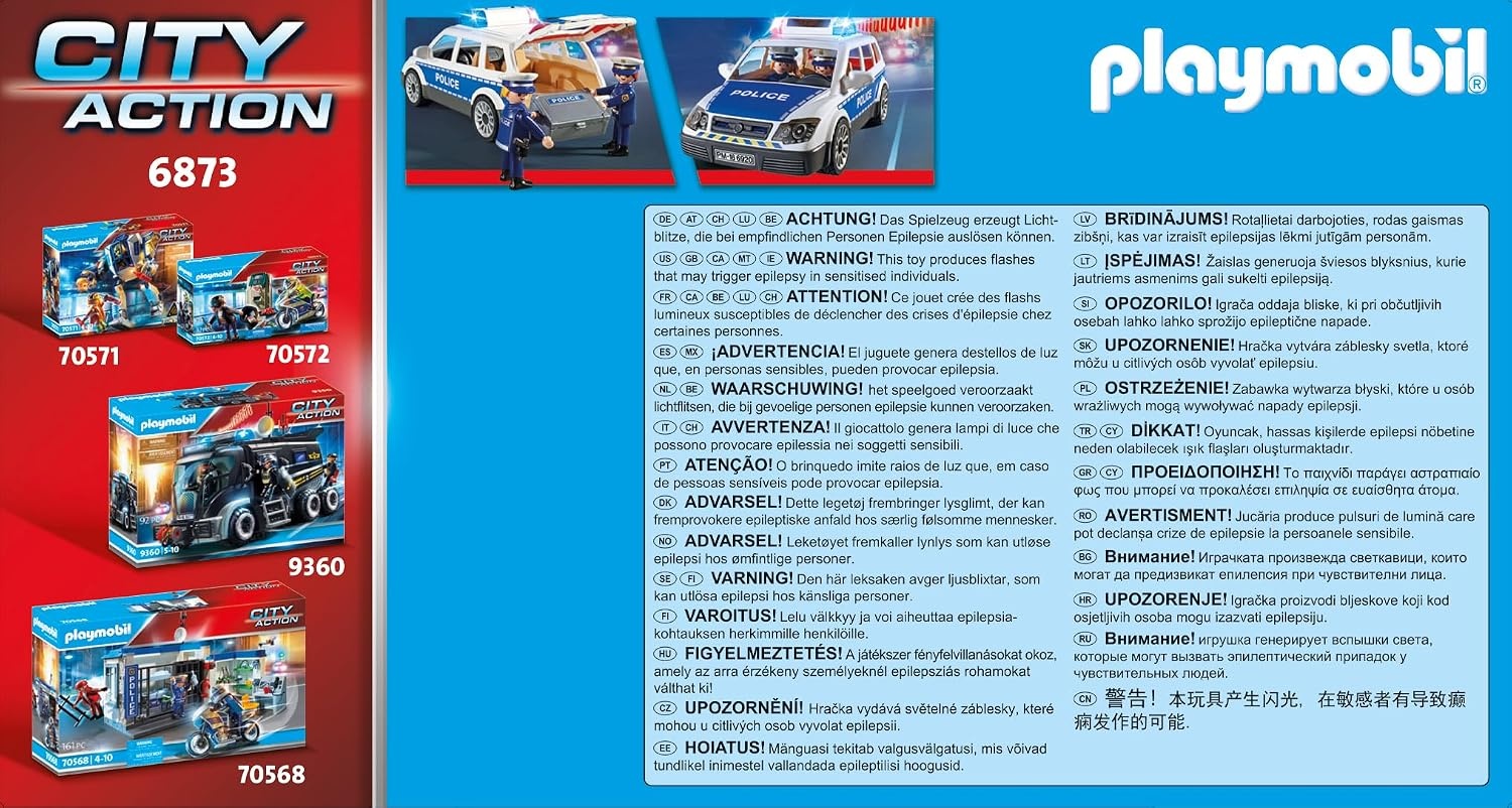Playmobil City Action 6873 Politiewagen met Licht- en Geluidseffecten, Vanaf 5 Jaar,Meerkleuren