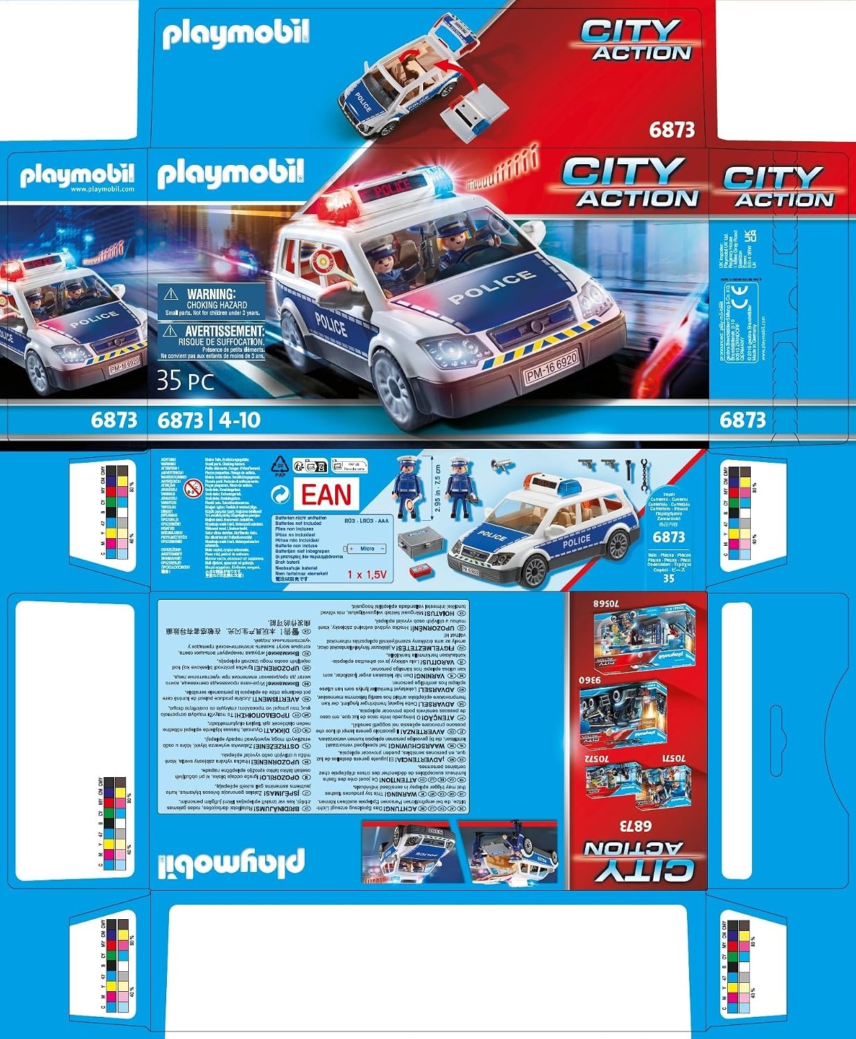 Playmobil City Action 6873 Politiewagen met Licht- en Geluidseffecten, Vanaf 5 Jaar,Meerkleuren