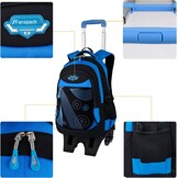 Fanspack Rugzak, trolley, kindertrolley, rugzak voor jongens, schooltas, trolley, schooltrolley, rugzak met wielen, 6 wielen