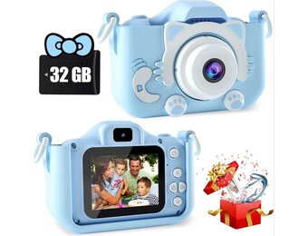 Kids Camera, 1080P Digital Camera for Kids, 2.0 Inch IPS Screen Dual Lens Digital Camera, Supports Card-less Storage and TF Storage Cards, Video Recording, Intelligent Timed