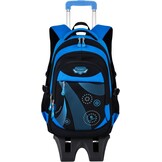Fanspack Rugzak, trolley, kindertrolley, rugzak voor jongens, schooltas, trolley, schooltrolley, rugzak met wielen, 6 wielen