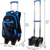 Fanspack Rugzak, trolley, kindertrolley, rugzak voor jongens, schooltas, trolley, schooltrolley, rugzak met wielen, 6 wielen