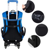 Fanspack Rugzak, trolley, kindertrolley, rugzak voor jongens, schooltas, trolley, schooltrolley, rugzak met wielen, 6 wielen