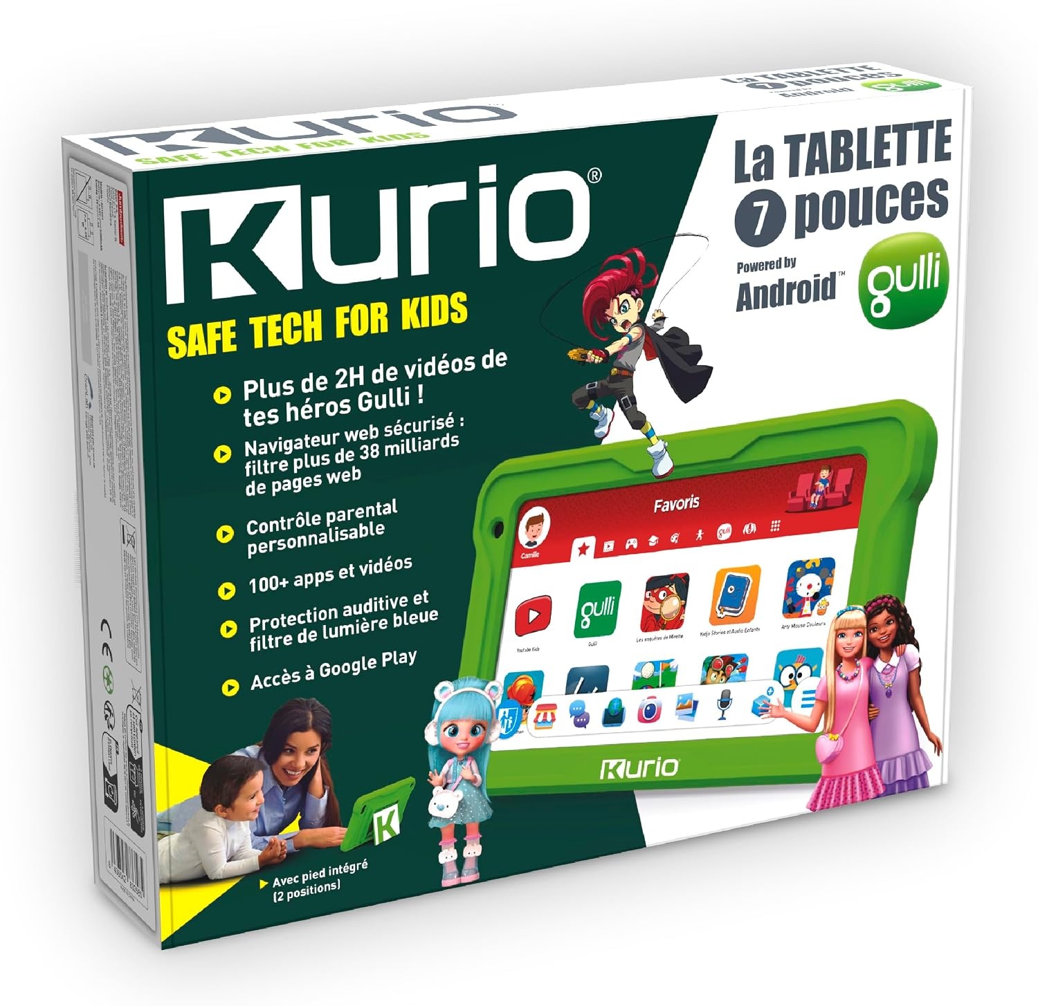 Kurio - La Tablette 7 Pouces Gulli 32Go pour Enfants - Android 13 - Contrôle Parental Personnalisable & navigateur sécurisé - Vidéos héros Gulli + 100 apps & Jeux éducatifs pré-chargés