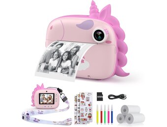 HiMont Roze Kindercamera met Instant Print en 32GB Geheugenkaart