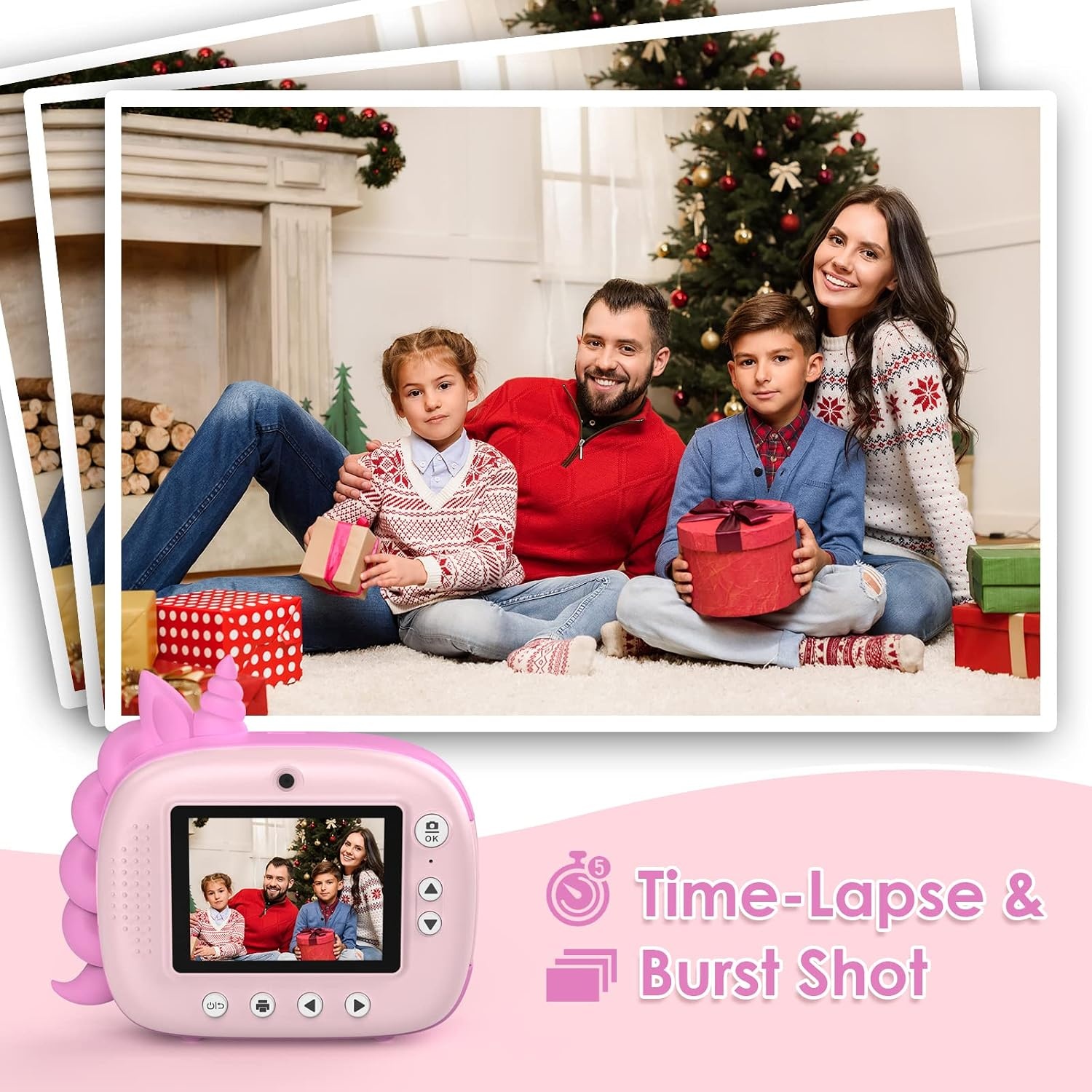 HiMont Roze Kindercamera met Instant Print en 32GB Geheugenkaart