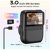 GREENKINDER Instant Kindercamera, 3.0" Groot Scherm Inclusief 32GB Kaart & 3 Rollen Printpapier, 1080P Selfie Digitale Camera voor Kinderen, Speelgoedcadeau voor Jongens en Meisjes van 3-12 Jaar
