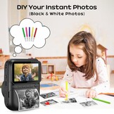 GREENKINDER Instant Kindercamera, 3.0" Groot Scherm Inclusief 32GB Kaart & 3 Rollen Printpapier, 1080P Selfie Digitale Camera voor Kinderen, Speelgoedcadeau voor Jongens en Meisjes van 3-12 Jaar