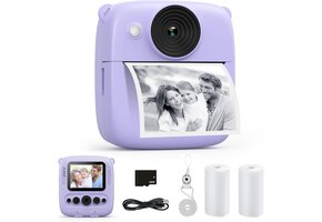 Kindercamera met Direct Print: 48MP, 32GB, Paars (3-12 jr)