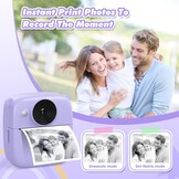 ‌CalineGam Kindercamera Direct Printen, 48MP Digitale Videocamera met 32GB Kaart & Fotopapier, 2.0" Scherm Direct Afdrukken (Ideaal Kerst- en Verjaardagscadeau) voor Jongens Meisjes 3-12 Jaar (Paars)