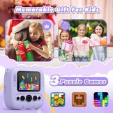 ‌CalineGam Kindercamera Direct Printen, 48MP Digitale Videocamera met 32GB Kaart & Fotopapier, 2.0" Scherm Direct Afdrukken (Ideaal Kerst- en Verjaardagscadeau) voor Jongens Meisjes 3-12 Jaar (Paars)