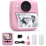 ‌CalineGam Kindercamera Direct Printen, 48MP Digitale Videocamera met 32GB Kaart & Fotopapier, 2.0" Scherm Direct Afdrukken (Ideaal Kerst- en Verjaardagscadeau) voor Jongens Meisjes 3-12 Jaar (Paars)