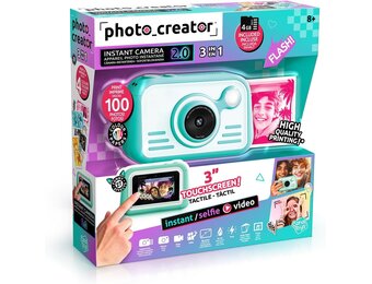Photo Creator Instant Print Camera 2.0, maak foto's en print direct! Geen inkt nodig, touchscreen, flitser en ringlicht! Fotokwaliteitspapier
