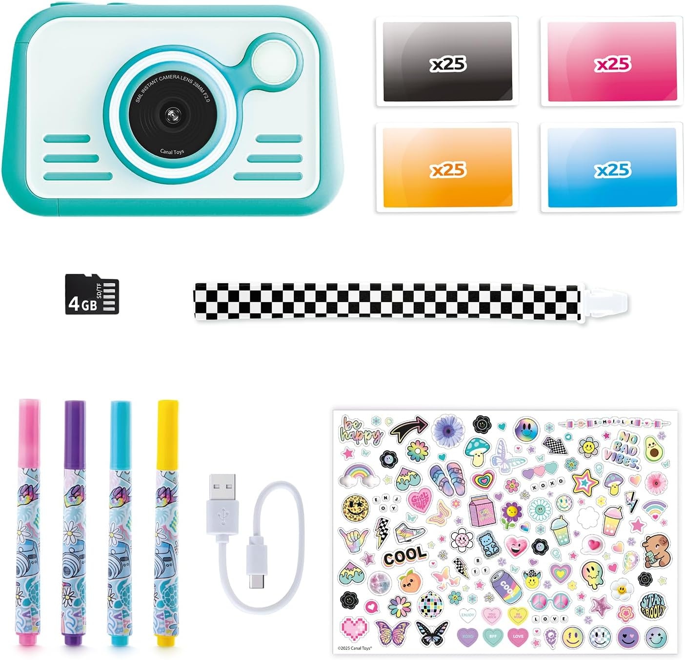 Photo Creator Instant Print Camera 2.0, maak foto's en print direct! Geen inkt nodig, touchscreen, flitser en ringlicht! Fotokwaliteitspapier