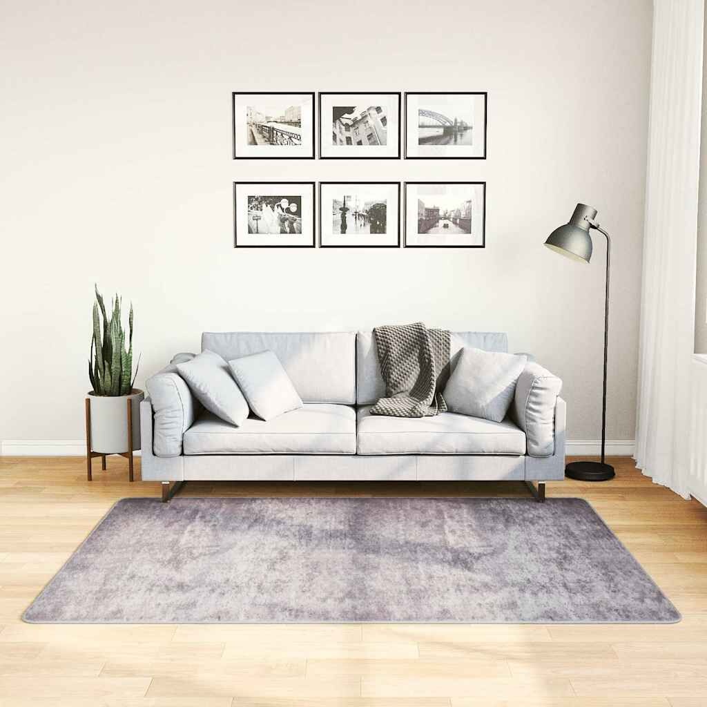 vidaXL Vloerkleed wasbaar 120x180 cm grijs